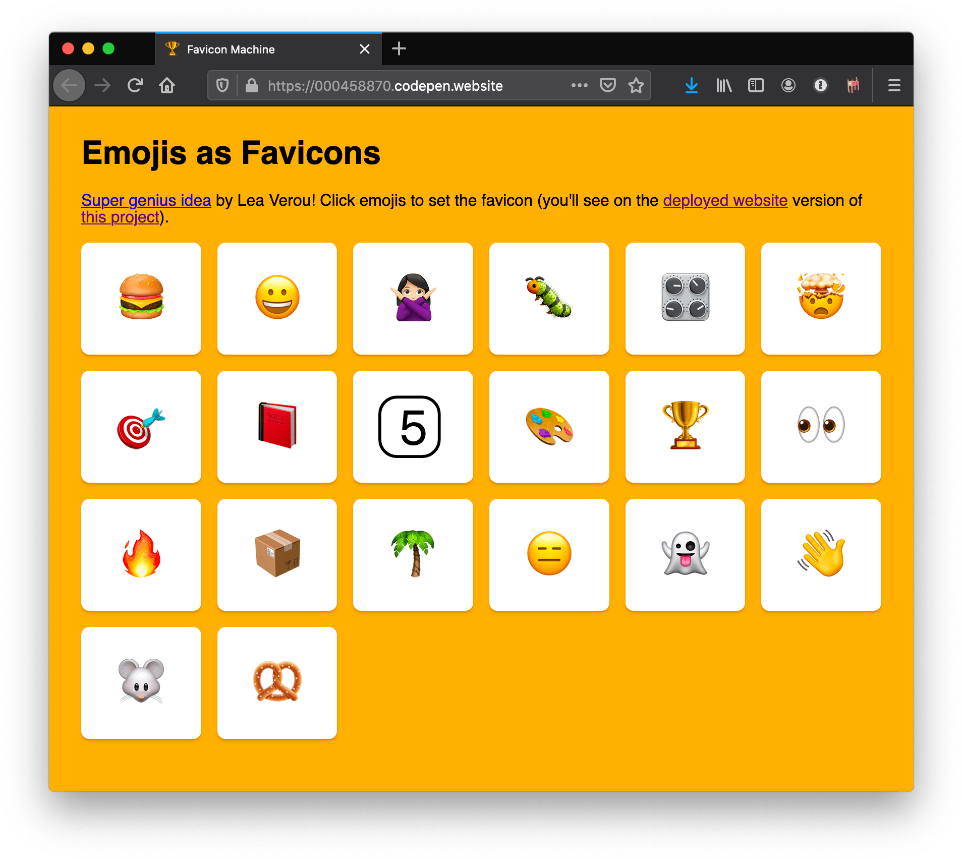 Emoji Favicon Selection Tool Screenshot