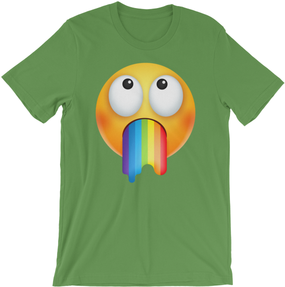 Emoji Rainbow Vomit Tshirt Green