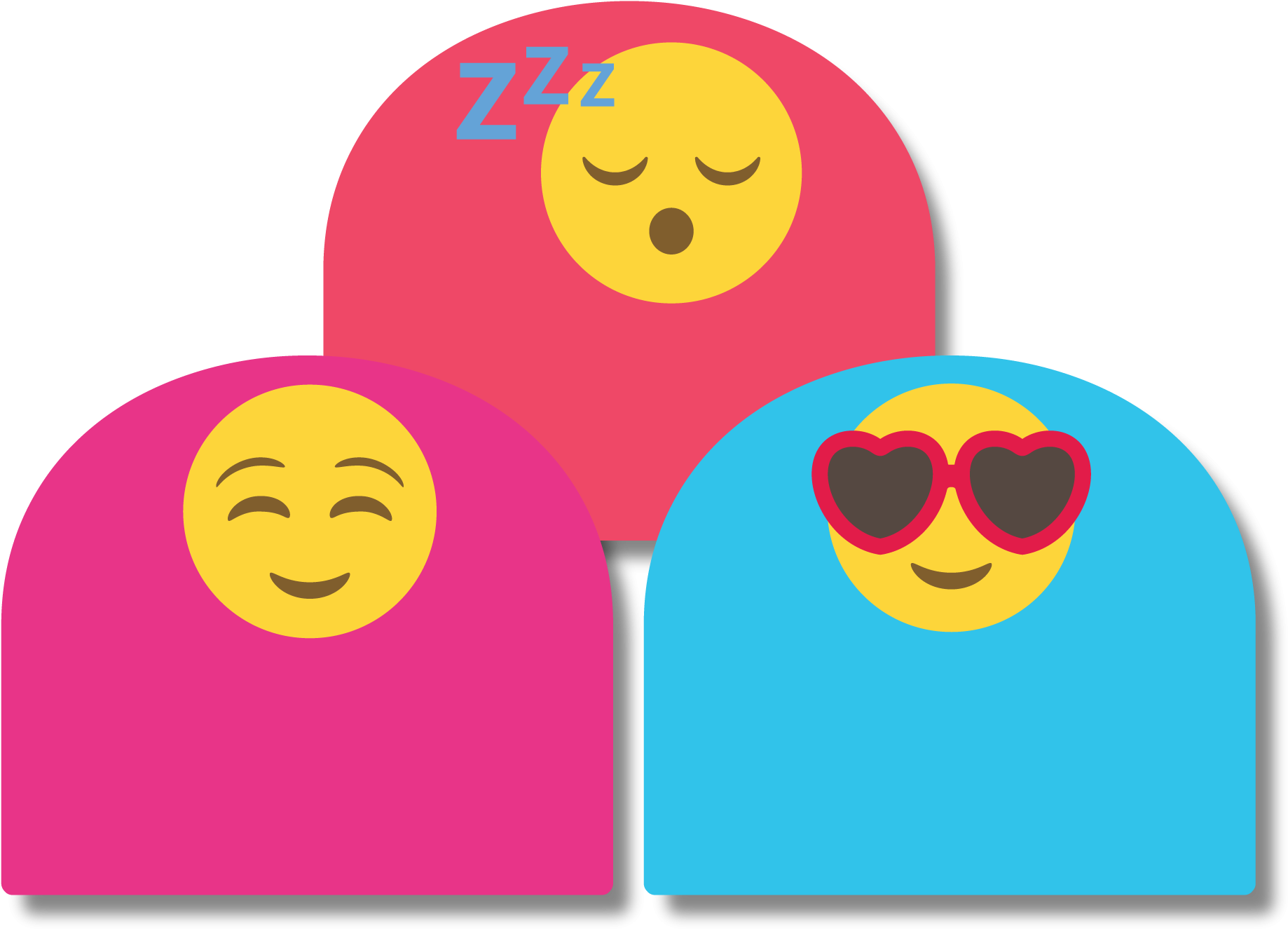 Emoji Trio Sleeping Smiling Sunglasses