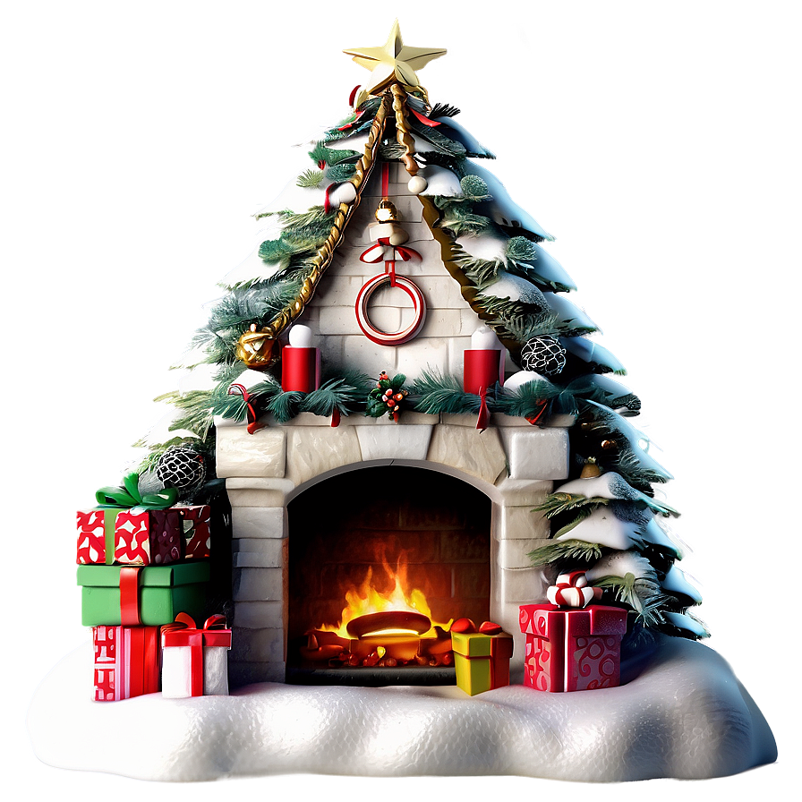 Enchanted Christmas Fireplace Scene Png 06262024