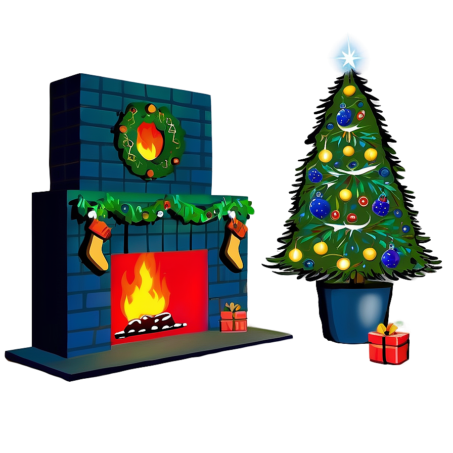 Enchanted Christmas Fireplace Scene Png Ked46