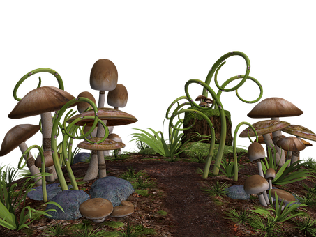 Enchanted_ Forest_ Mushrooms_3 D_ Render