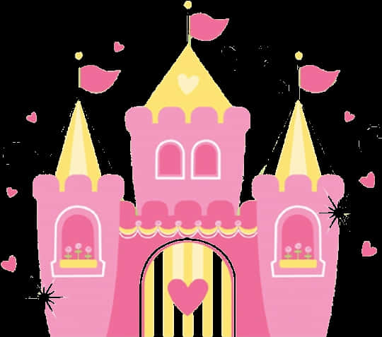 Enchanted Pink Castle Illustration
