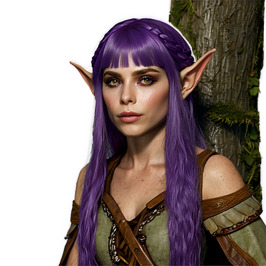 Enchanted Purple Hair Forest Elf Png Eth