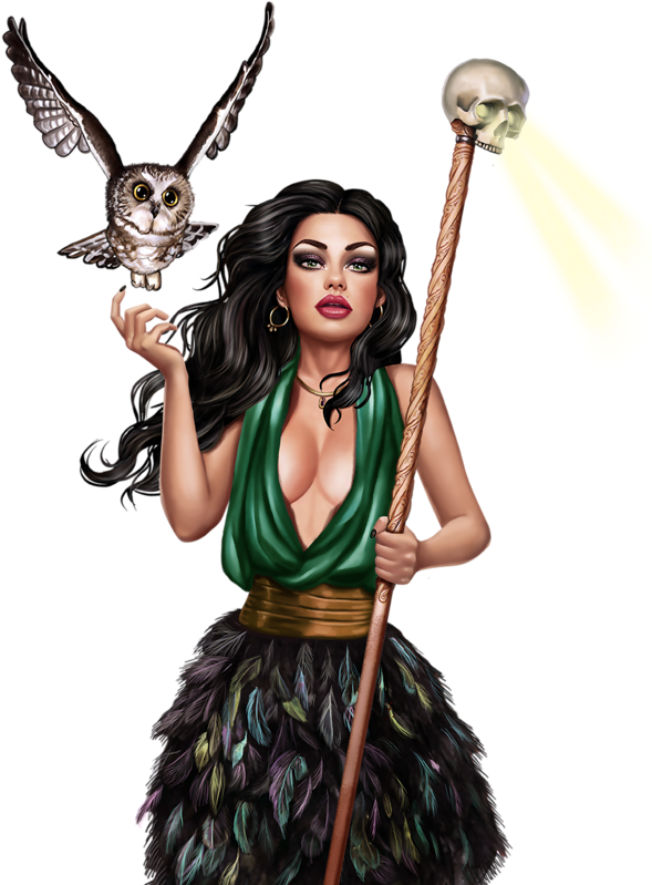 Enchantress_with_ Owl_and_ Staff