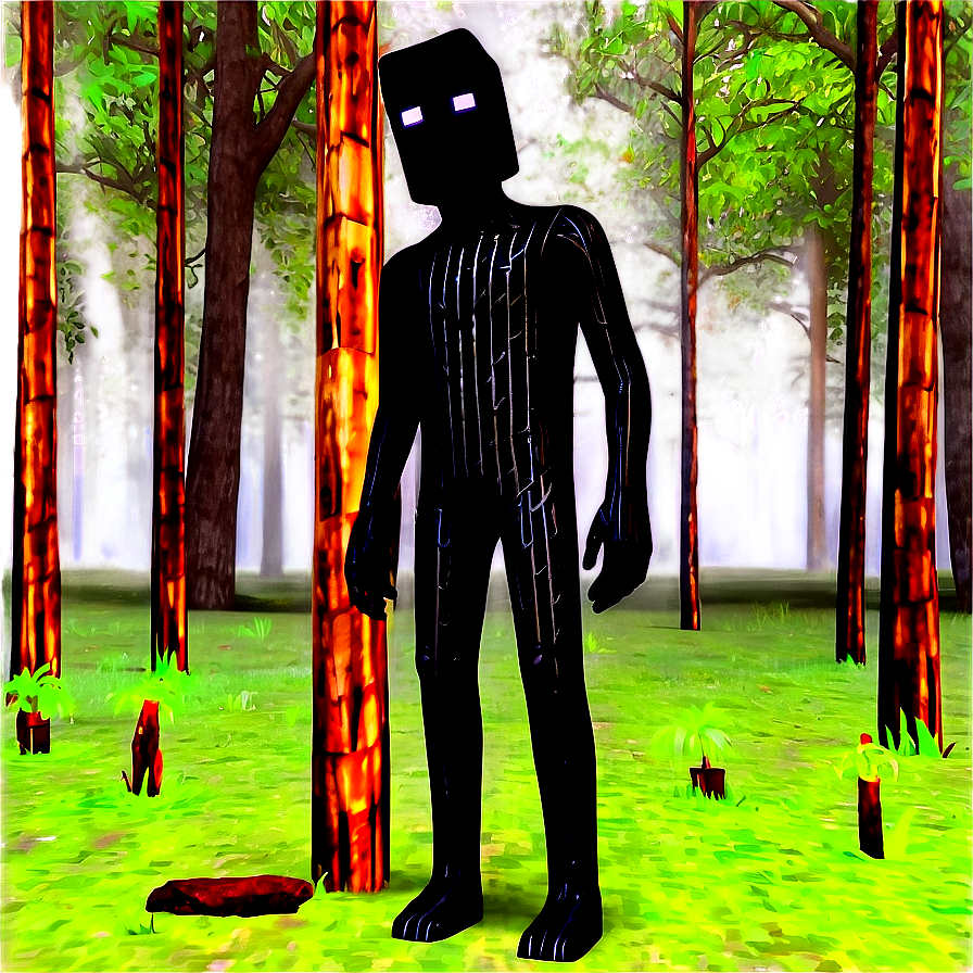 Enderman Teleporting In Forest Png Puq39