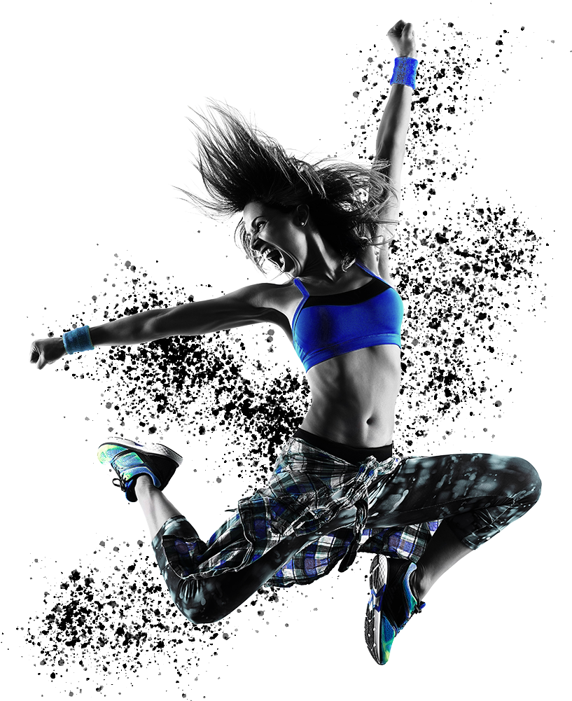 Energetic Zumba Dancer Jumping