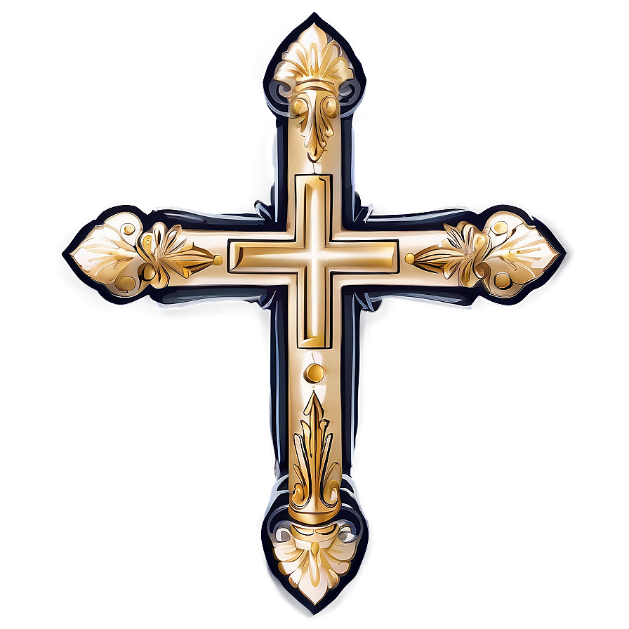 Engraved Catholic Cross Motif Png 06122024