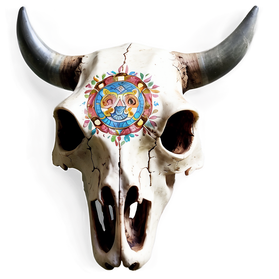 Engraved Cow Skull Image Png 06132024