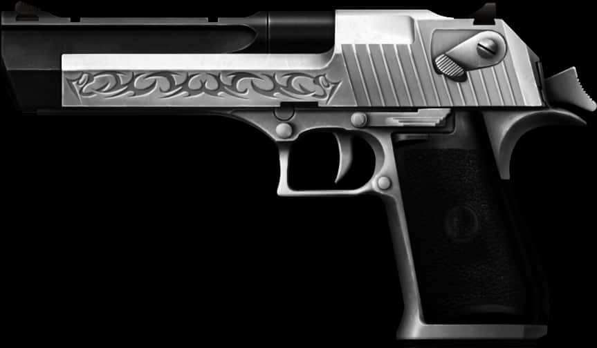 Engraved Desert Eagle Pistol