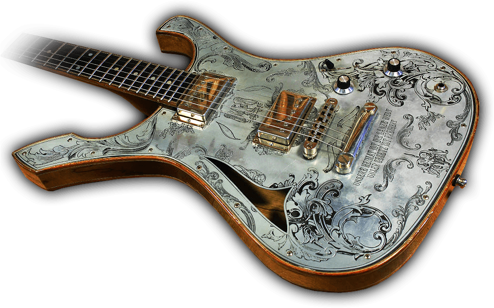 Engraved Metallic Electric Guitar