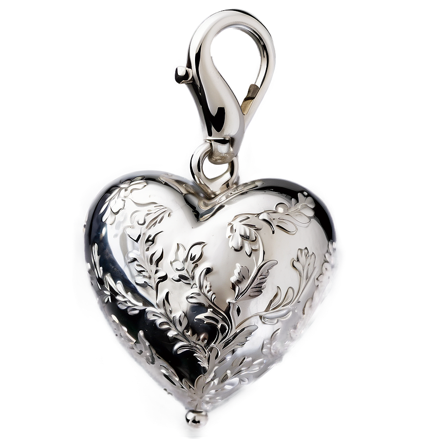 Engraved Silver Heart Png 06282024