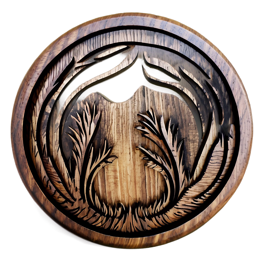 Engraved Wood Circle Art Png 3