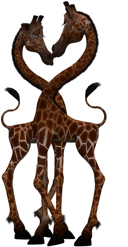 Entwined Giraffes Surreal Art