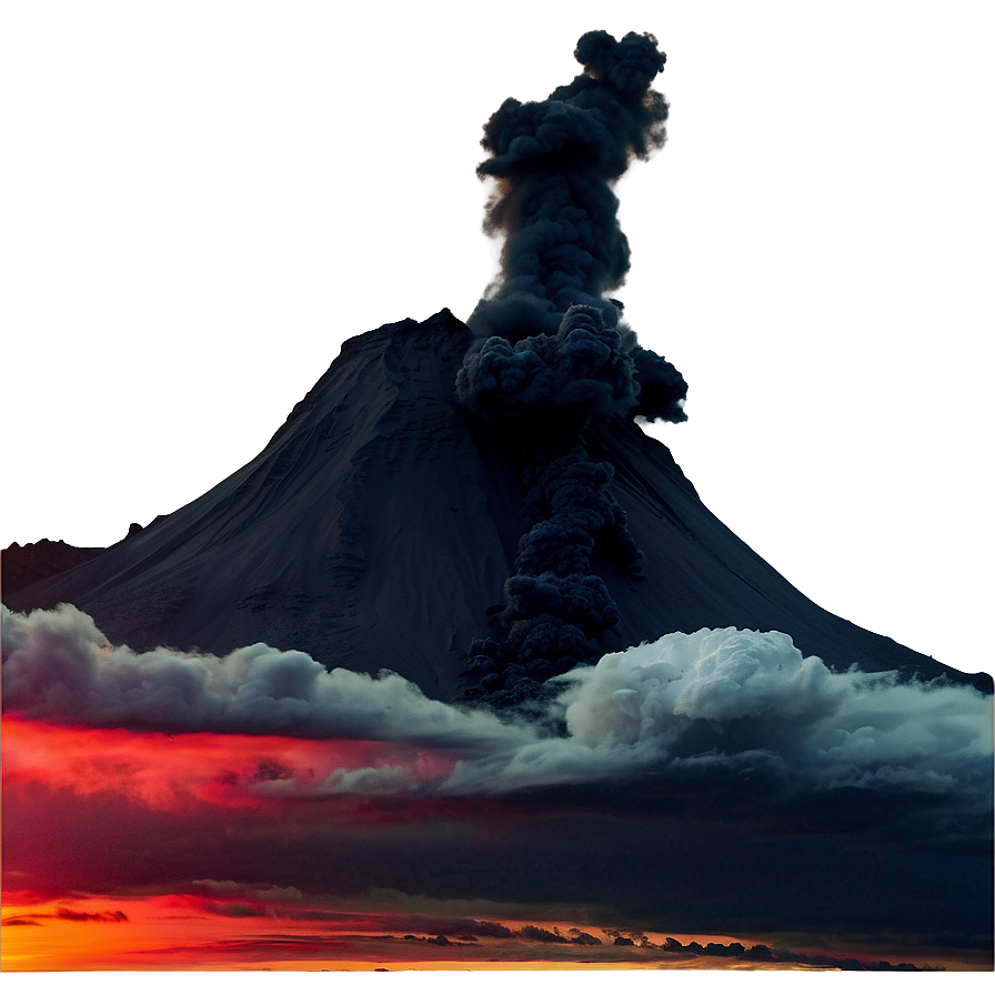 Erupting Volcano Red Sky Png 05232024