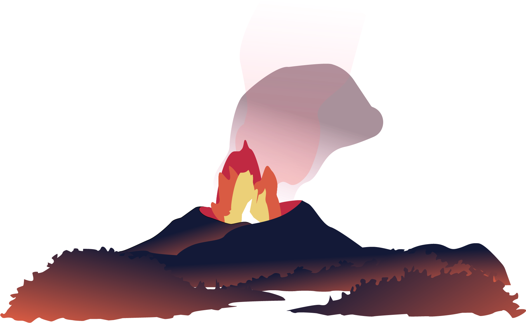 Erupting Volcano Vector Illustration