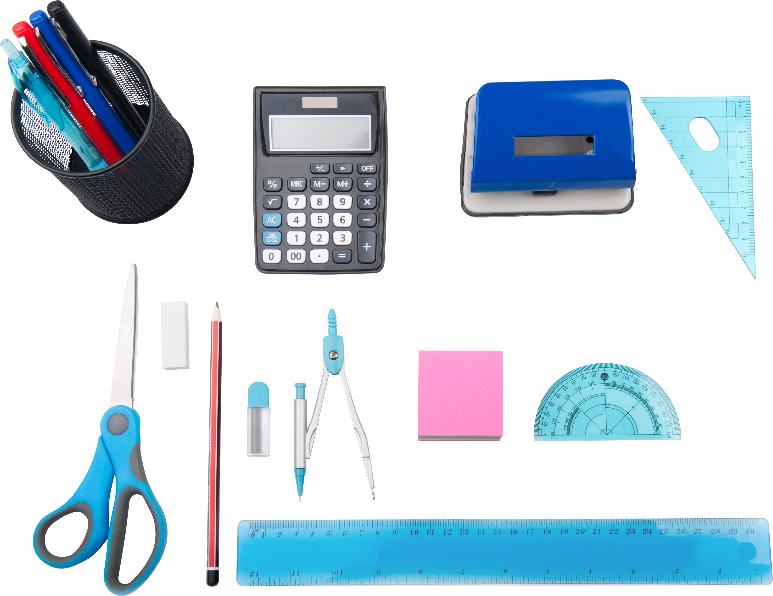 Essential Stationery Items Flatlay