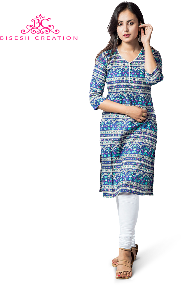 Ethnic Print Kurti White Leggings Fashion