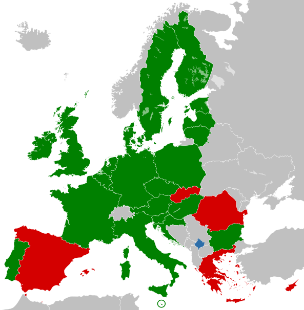 Europe Recognitionof Kosovo Map