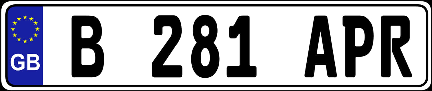 European Union G B License Plate B281 A P R
