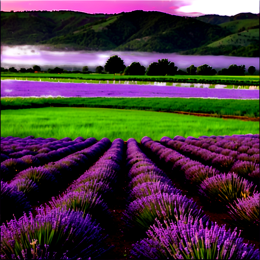 Evening Lavender Field Png 06132024