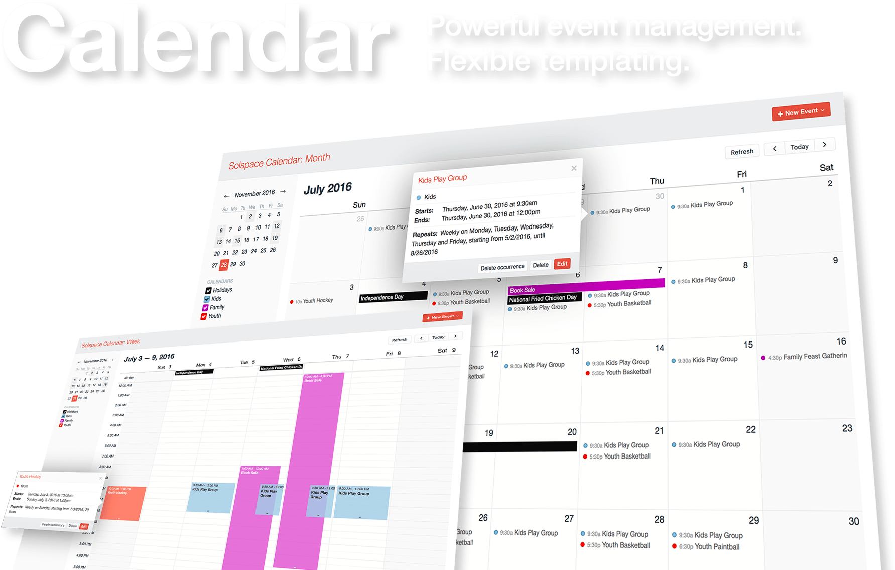 Event Management Calendar Software Screenshot