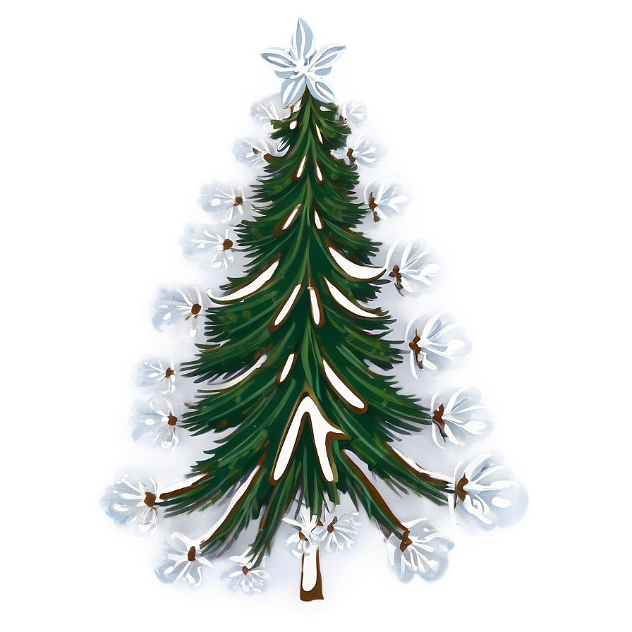 Evergreen Tree With Snowflakes Png 47