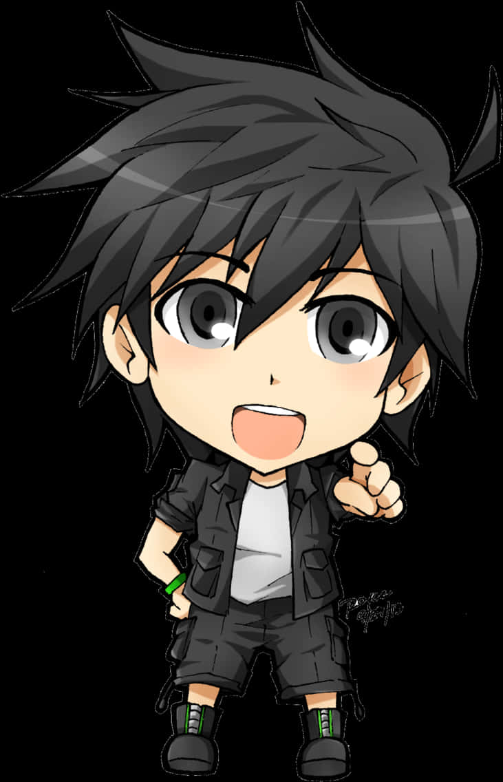 Excited Anime Boy Chibi Style