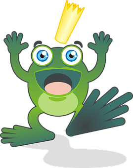 Excited Cartoon Frogwith Crown