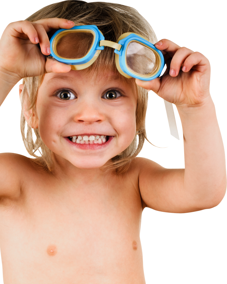 Excited Child With Swim Goggles