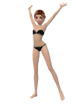 Excited3 D Character Black Bikini