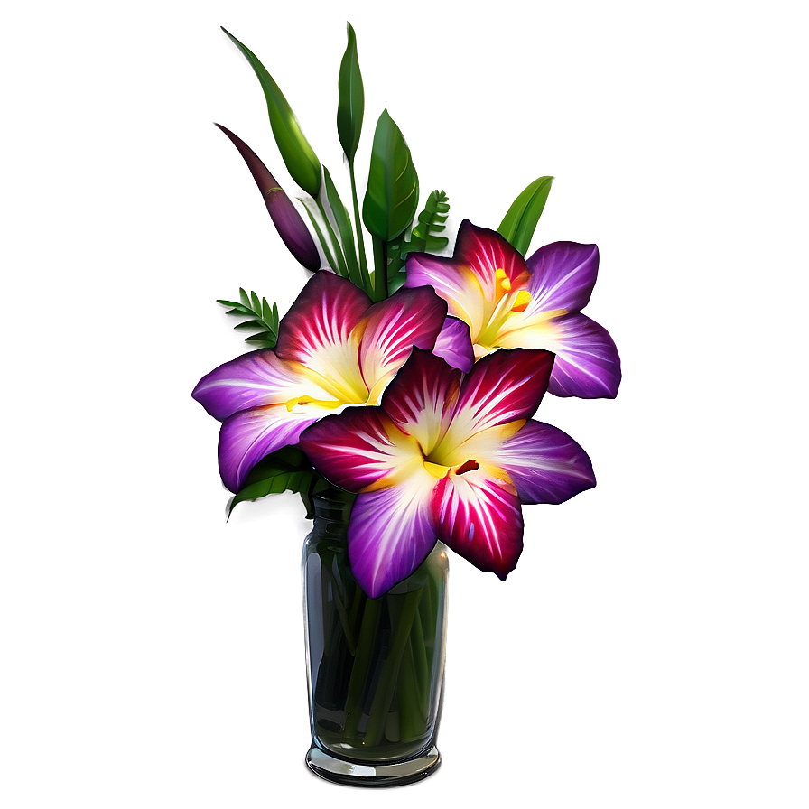 Exotic Flowers In Vase Png 86