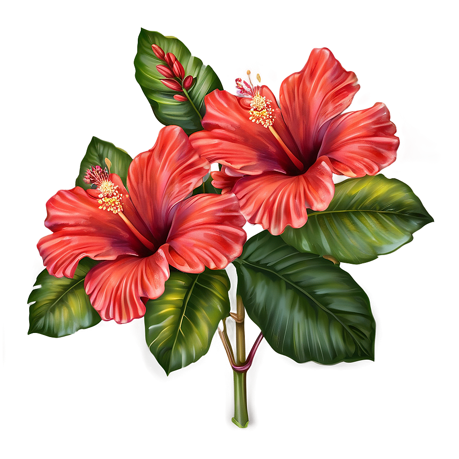 Exotic Red Hibiscus Flowers Png Guq3