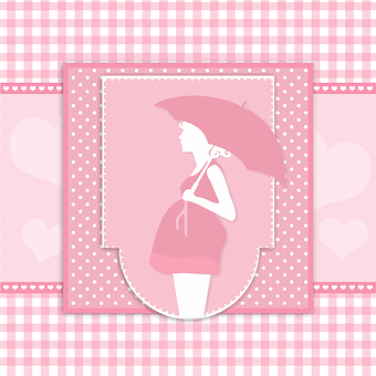 Expectant Mother Silhouette Pink Background