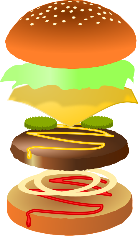 Exploded View Cheeseburger Illustration