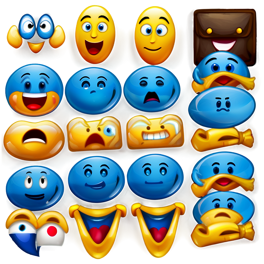 Expressive Blue Emojis Png Pack Vfy