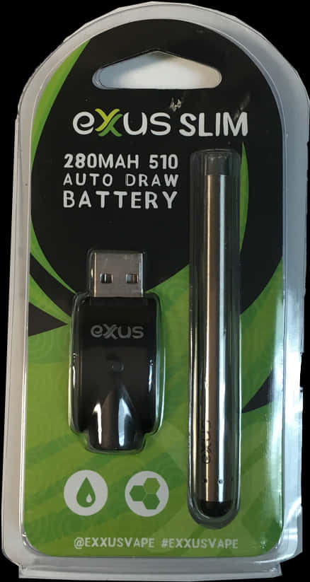Exxus Slim280m Ah510 Auto Draw Battery