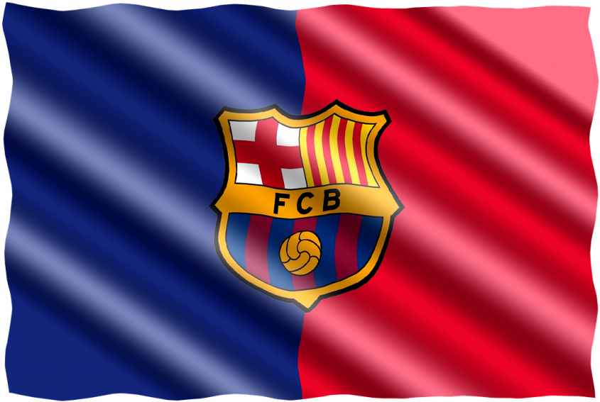 F C Barcelona Logo Waving Flag