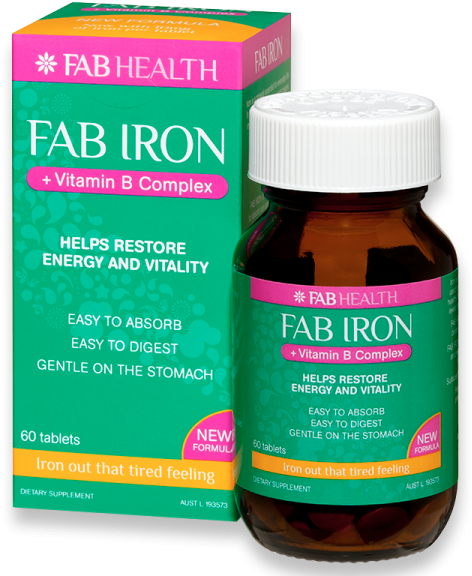 Fab Iron Vitamin B Complex Supplement Packaging