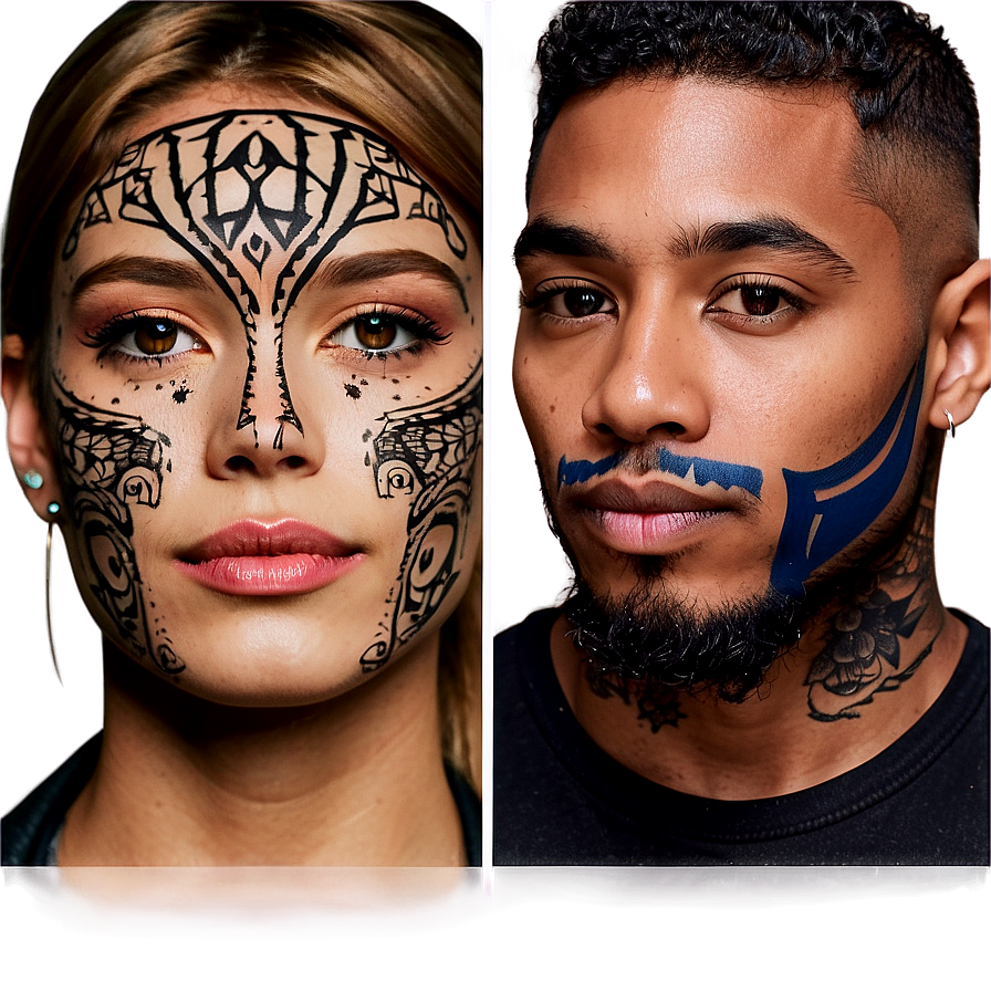 Face Tattoo For Couples Png Jio