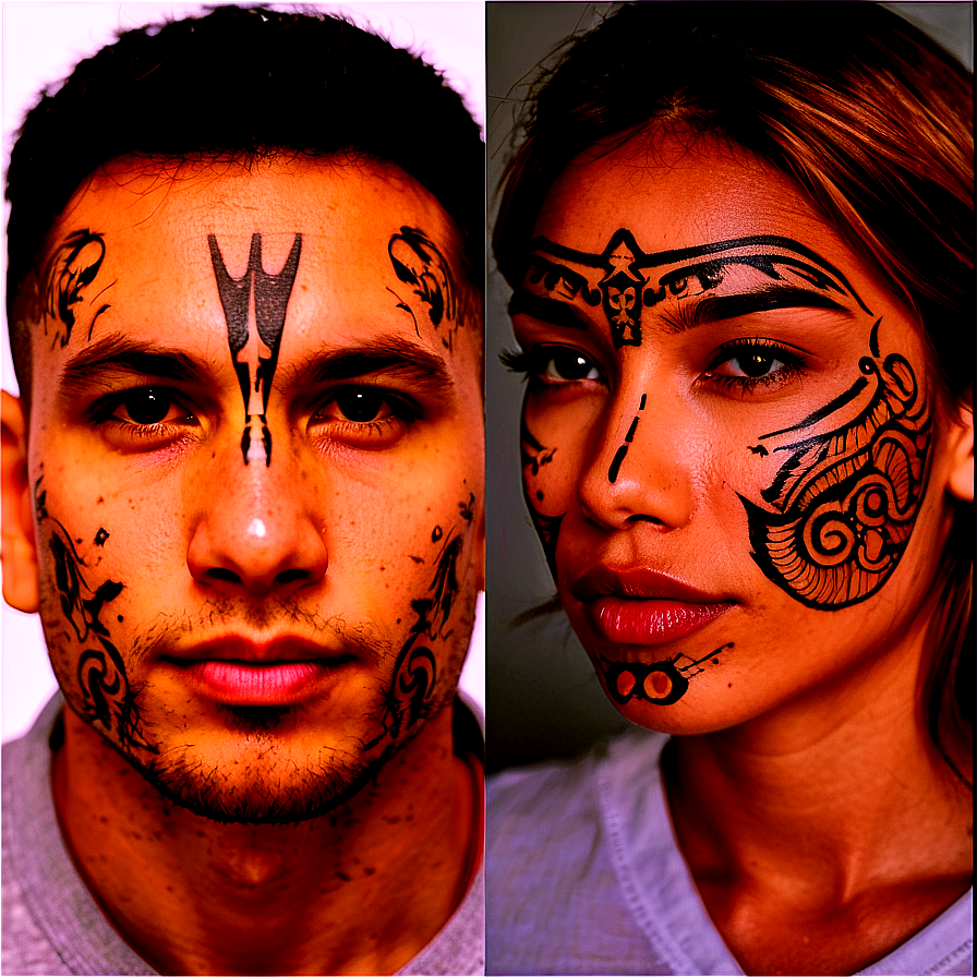 Face Tattoo For Couples Png Poo