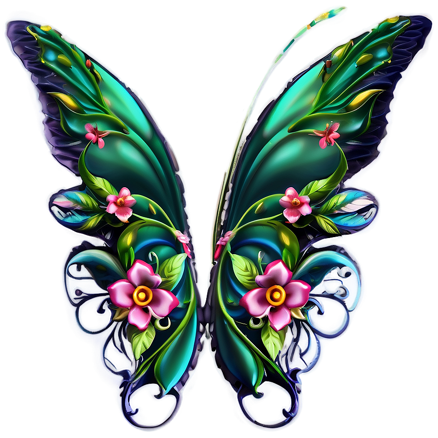 Fairy Wings With Floral Accents Png Toc