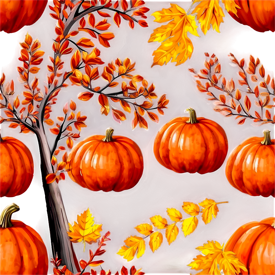 Fall Trees And Pumpkins Png Yad