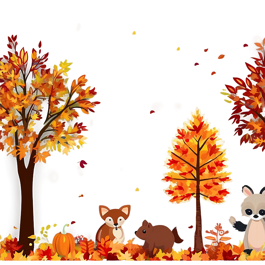 Fall Trees And Woodland Animals Png 06212024