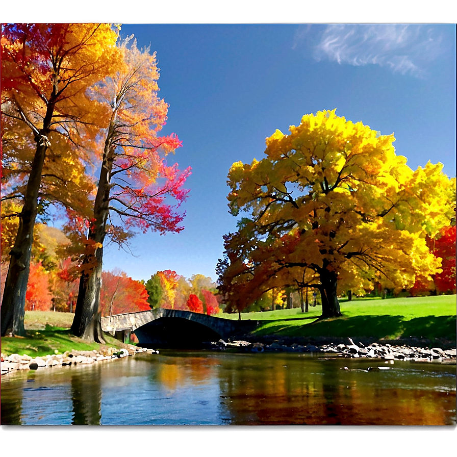 Fall Trees By The River Png Ddf