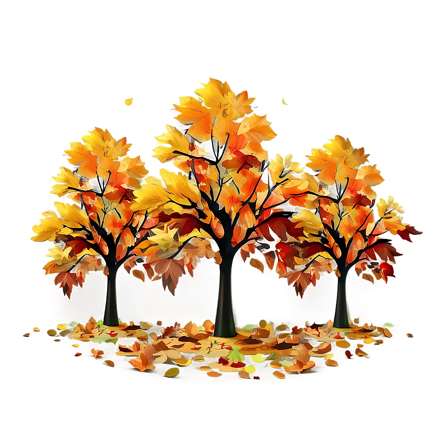 Fall Trees With Falling Leaves Png Quy