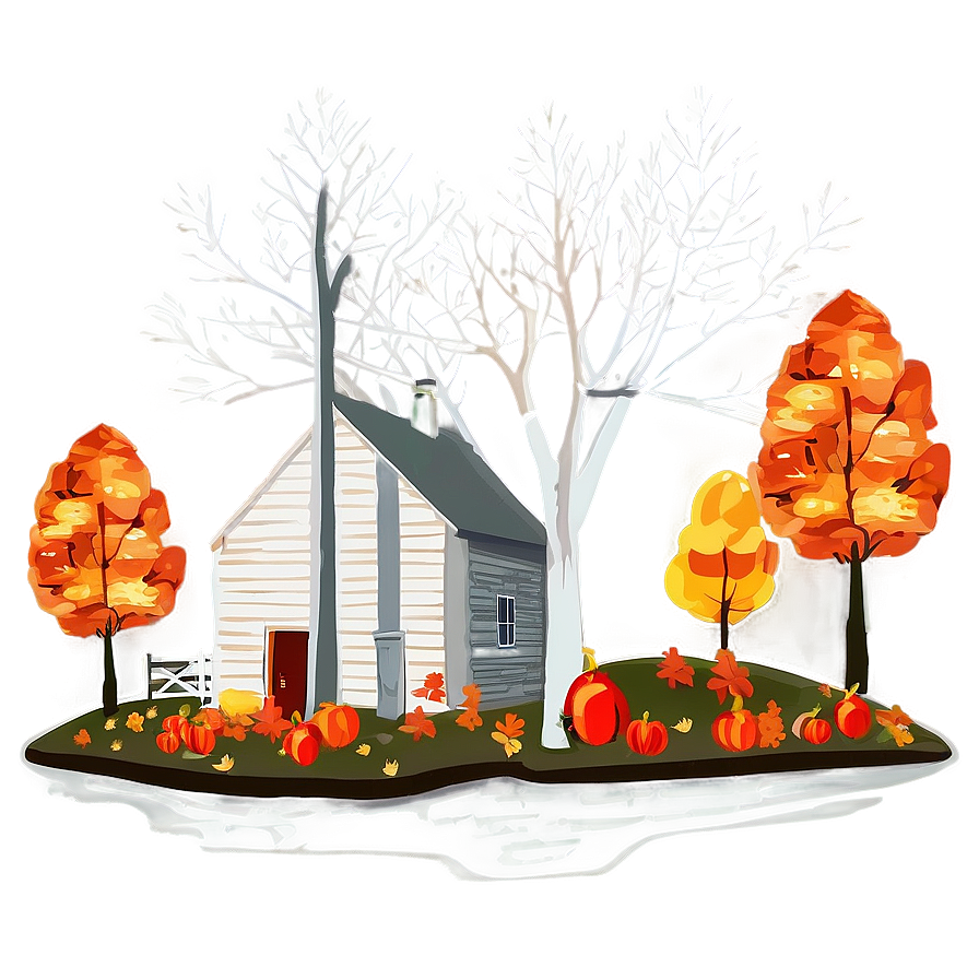 Fall Trees With Farmhouse Png 06212024