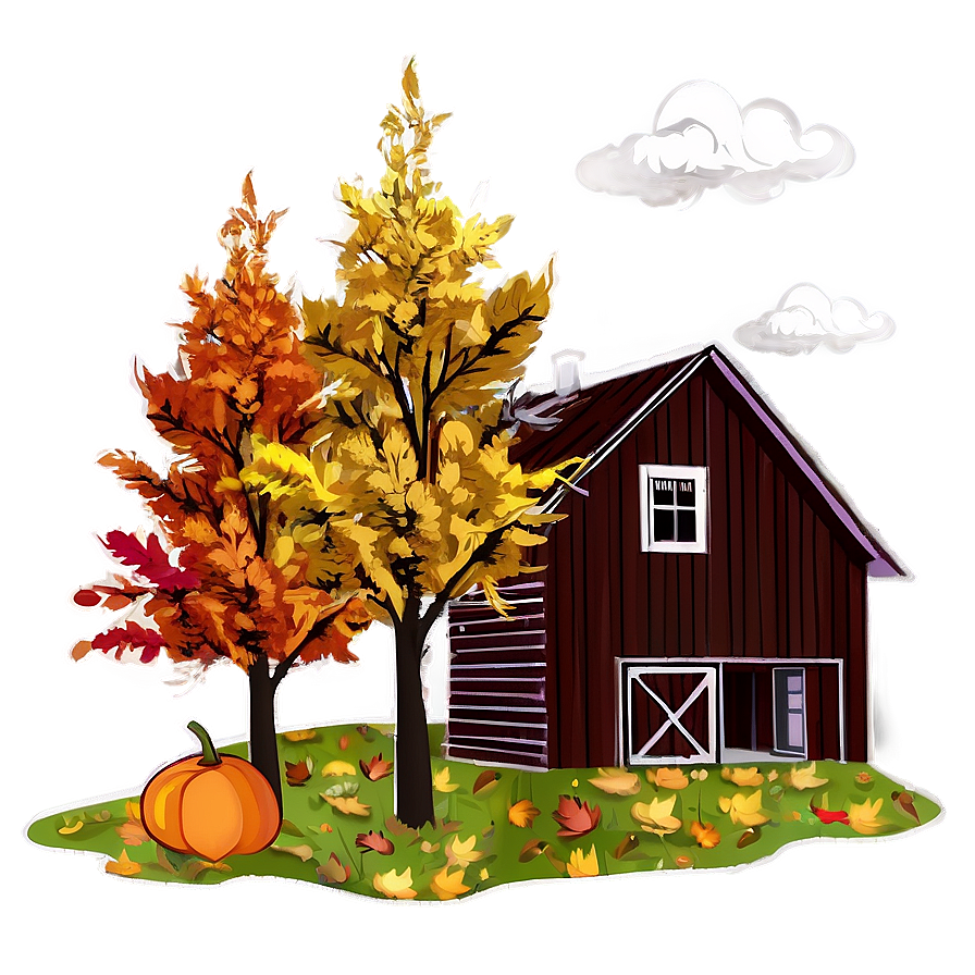 Fall Trees With Farmhouse Png 06212024