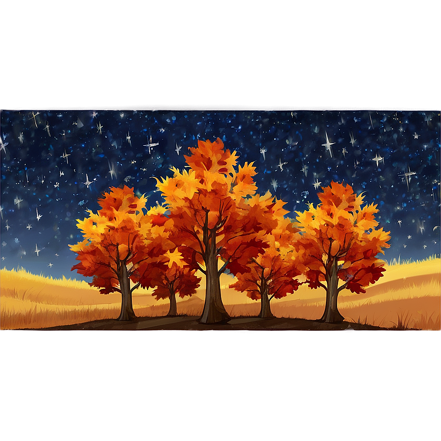 Fall Trees With Starry Sky Png 17