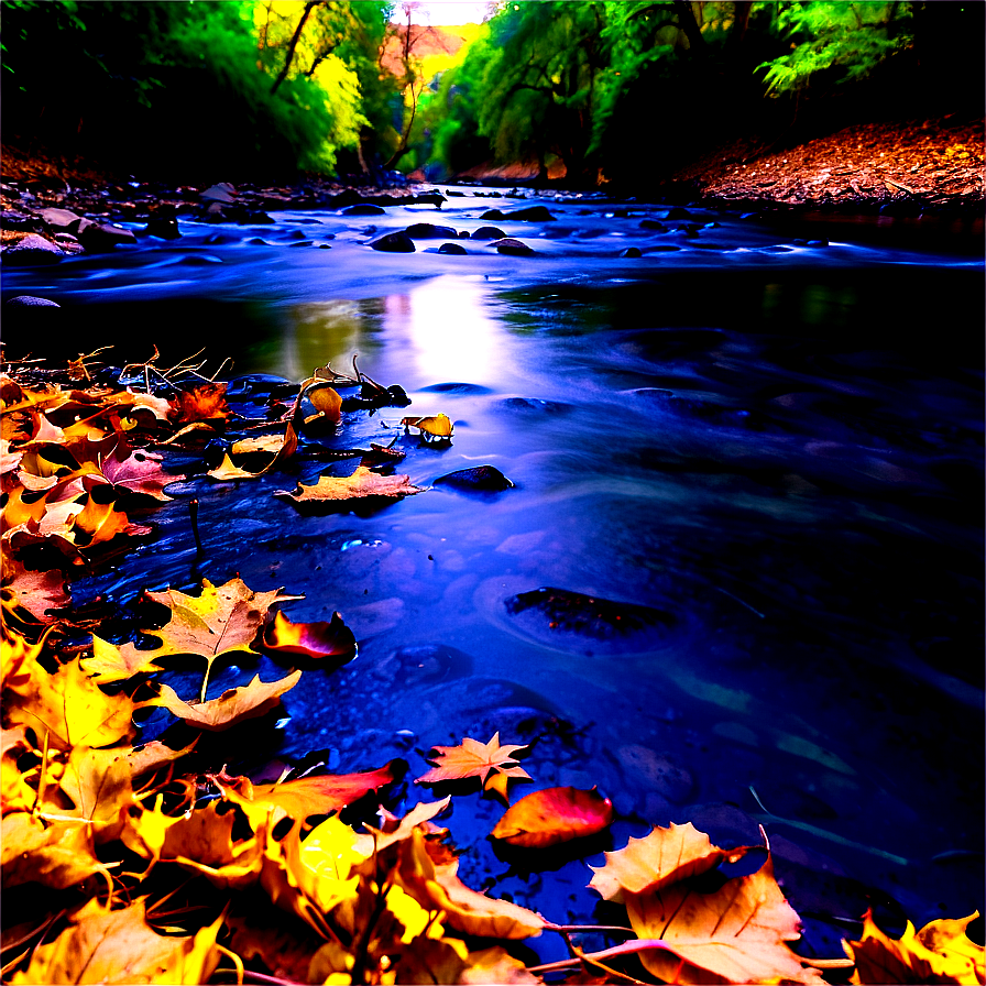 Fallen Leaves By The River Png 20